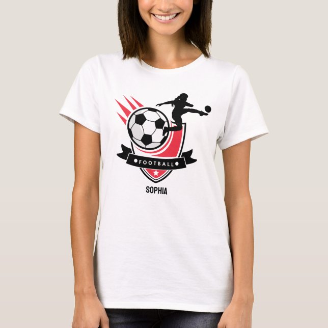 Football Player Girl, Football Girl Team Favour Bo T-Shirt (Front)