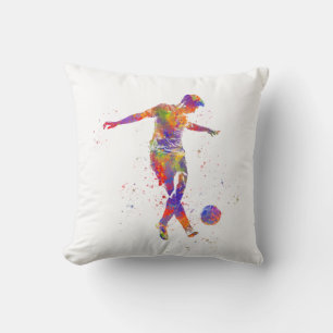 Football player in watercolor cushion