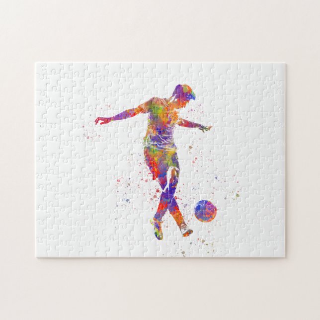 Football player in watercolor jigsaw puzzle (Horizontal)