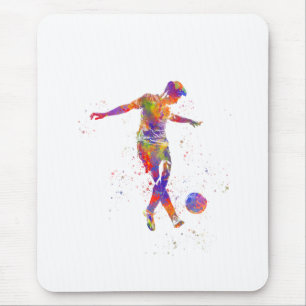 Football player in watercolor mouse mat