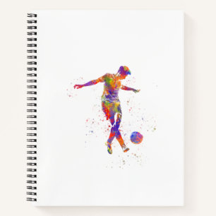 Football player in watercolor notebook
