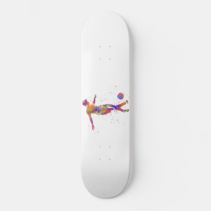Football player in watercolor skateboard