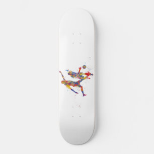 Football player in watercolor skateboard