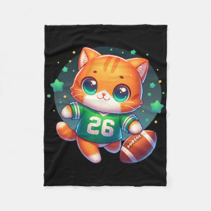 Football Player Kitty Cat Kitten Cute Girls Graphi Fleece Blanket