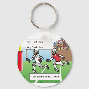 Football Player Male Cartoon by PrintedPerfection Key Ring