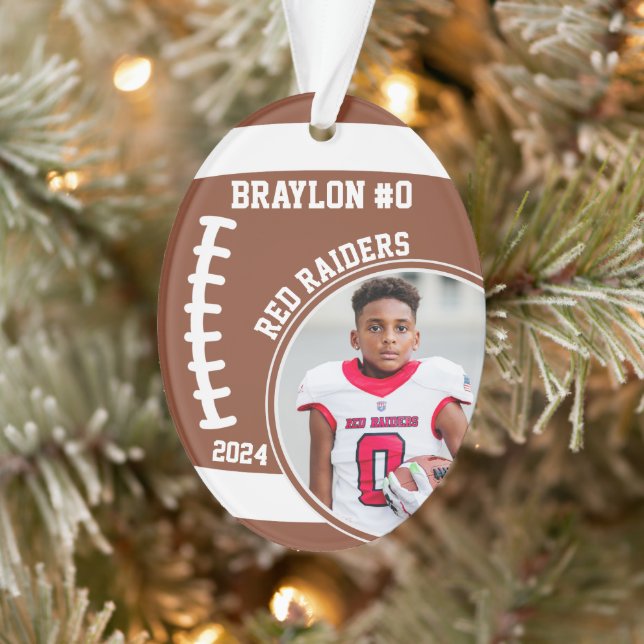Football Player Name Number Photo Keepsake #0 Ornament (Tree)