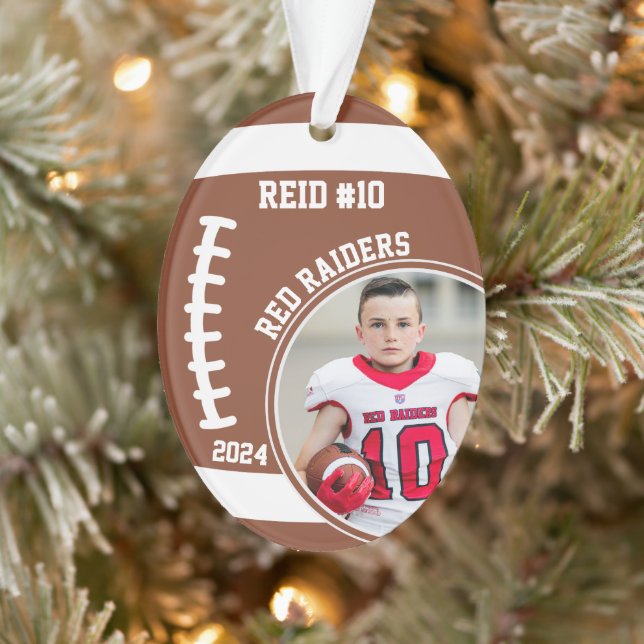 Football Player Name Number Photo Keepsake #10 Ornament (Tree)