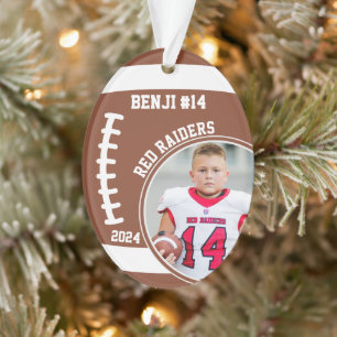 Football Player Name Number Photo Keepsake #14 Ornament