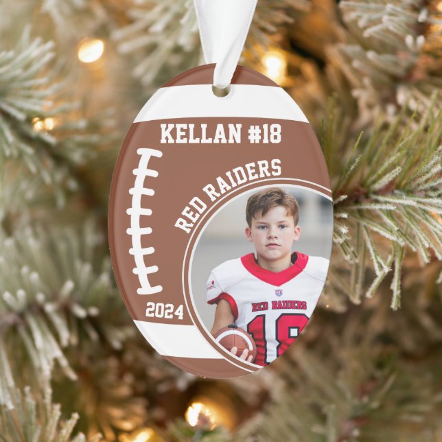 Football Player Name Number Photo Keepsake #18 Ornament (Tree)