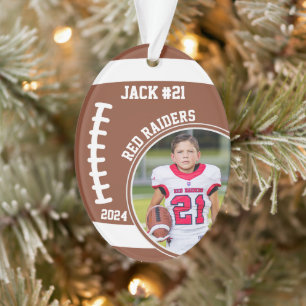 Football Player Name Number Photo Keepsake #21 Ornament