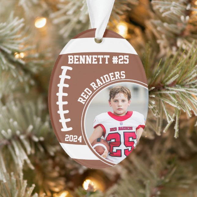 Football Player Name Number Photo Keepsake #25 Ornament (Tree)