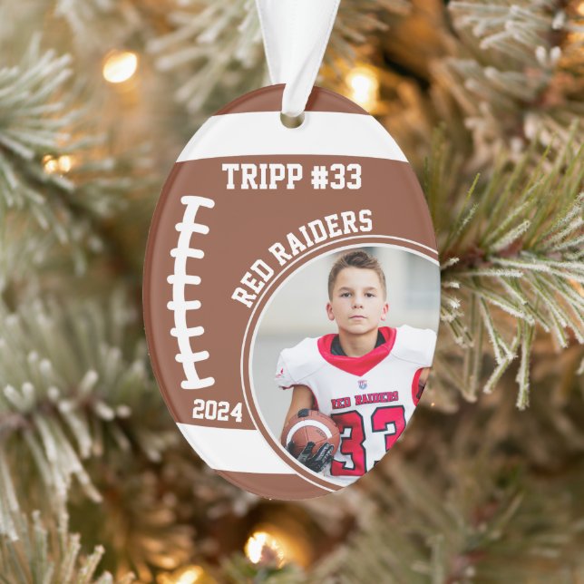 Football Player Name Number Photo Keepsake #33 Ornament (Tree)