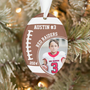Football Player Name Number Photo Keepsake #3 Ornament