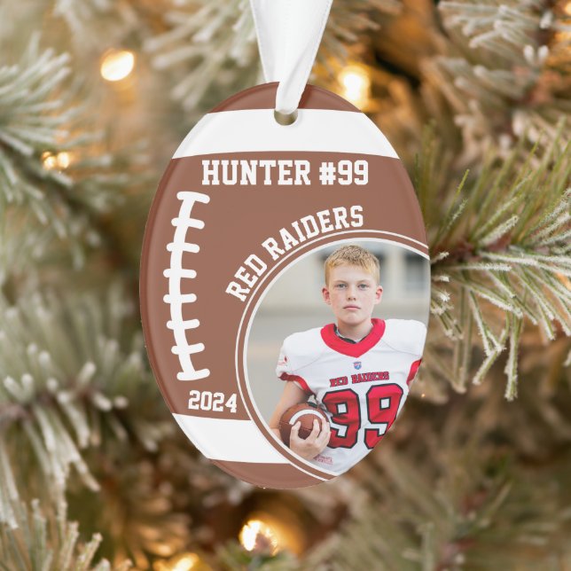 Football Player Name Number Photo Keepsake #99 Ornament (Tree)