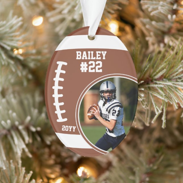 Football Player Name Number Photo Keepsake Ornament (Tree)