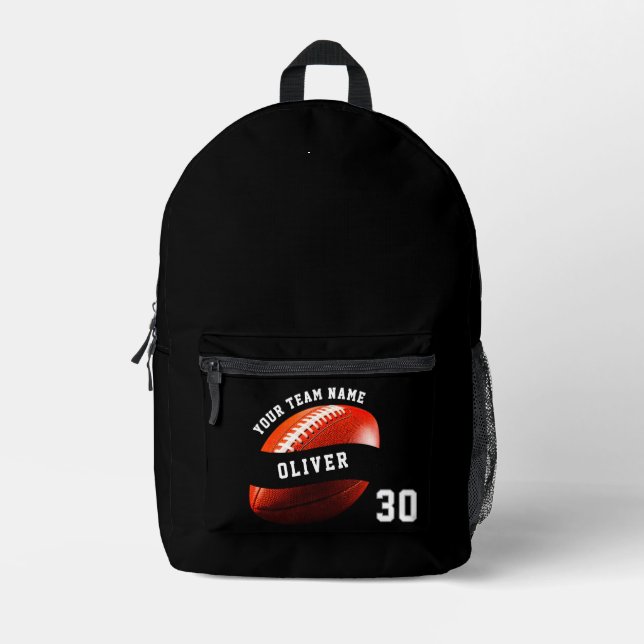 Football Player Name Number Team Name Sports Printed Backpack (Front)