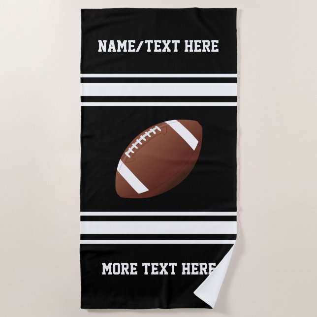 Football Player Name Team Name Custom Colour Beach Towel (Front)