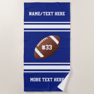 Football Player Number Team Name Custom Colour Beach Towel