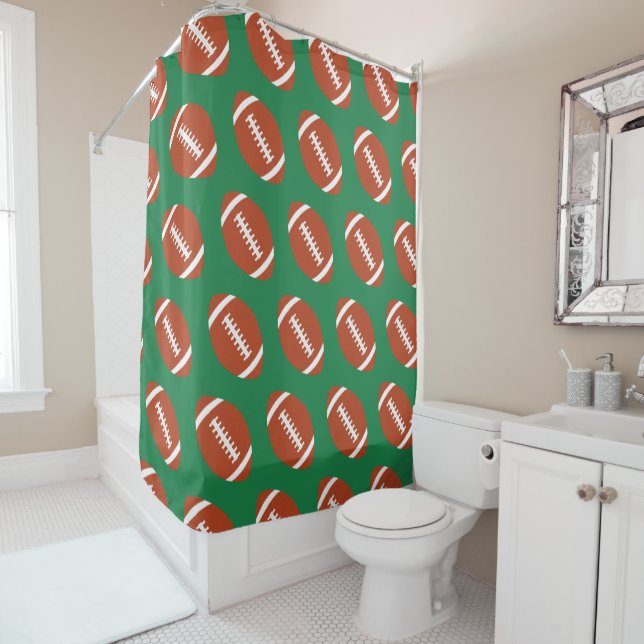 Football Player or Coach Football Pattern Bathroom Shower Curtain (In Situ)
