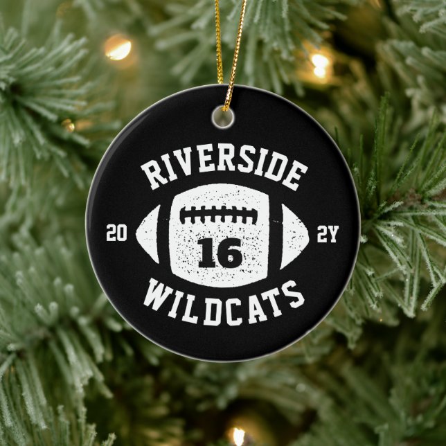 Football player photo black and white Christmas Ceramic Tree Decoration (Tree)