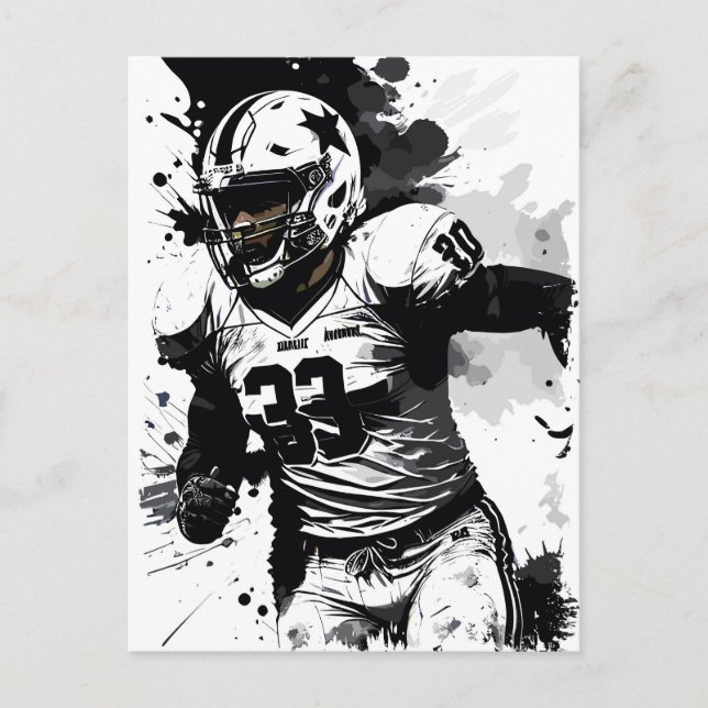 ✪ Football Player Portrait ✪ Abstract Splatter Art Postcard (Front)