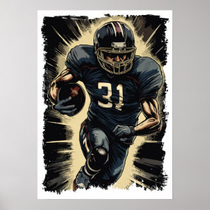 ✪ Football Player Portrait ☛ Abstract Vector NFL Poster