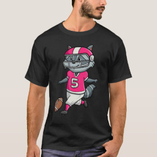 Football Player Raccoon   wild Animal Trash Panda T-Shirt