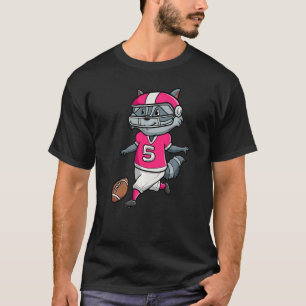 Football Player Racoon  wild Animal Trash Panda T-Shirt