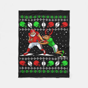 Football Player Reindeer Ugly Christmas Pajama Fun Fleece Blanket