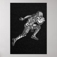 Football Player Running Quarterback Black Silver