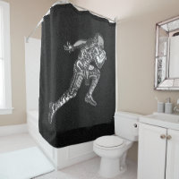 Football Player Running Quarterback Black Silver