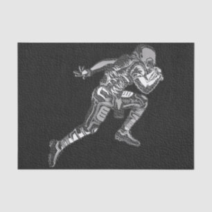 Football Player Running Quarterback Black Silver Tissue Paper