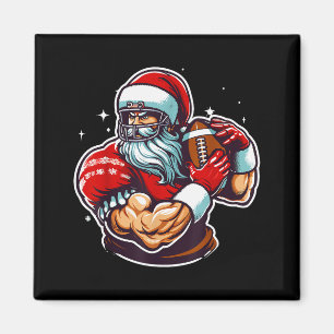 Football Player Santa Christmas Pajama Funny X-mas Magnet