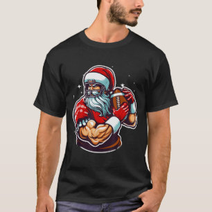 Football Player Santa Christmas Pajama Funny X-mas T-Shirt