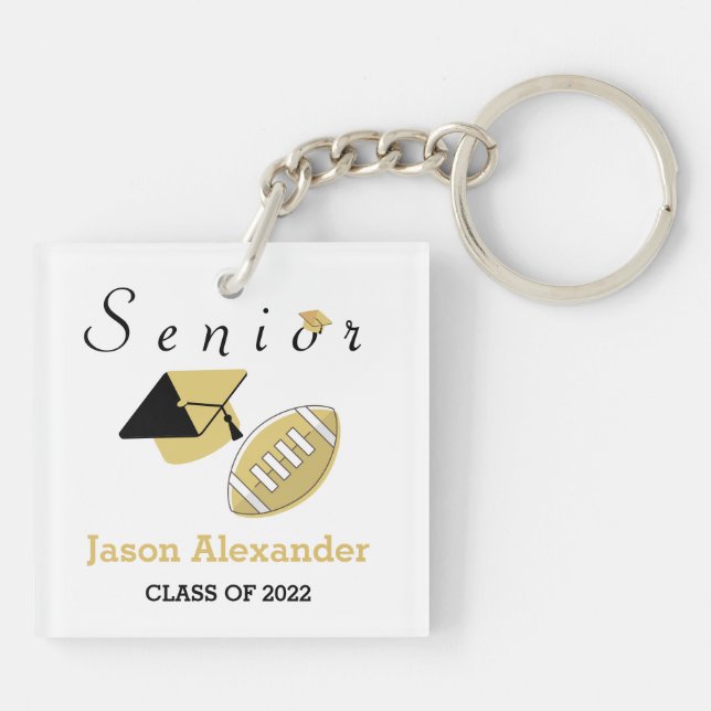 Football player senior graduate class of 2022  key ring (Back)