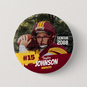 Football Player Senior Night Custom Photo Sports 6 Cm Round Badge