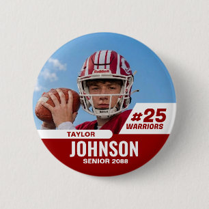 Football Player Senior Night Custom Photo Sports 6 Cm Round Badge