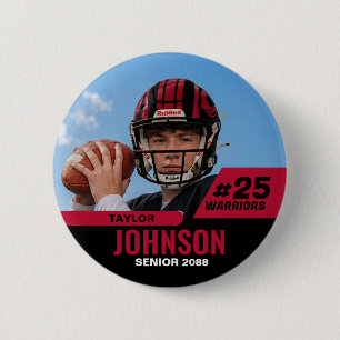 Football Player Senior Night Custom Photo Sports 6 Cm Round Badge