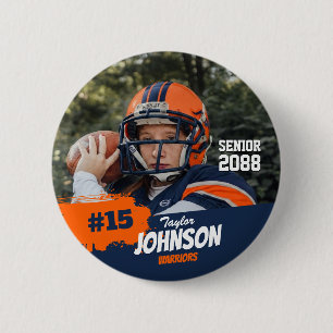 Football Player Senior Night Custom Photo Sports 6 Cm Round Badge