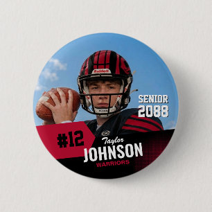 Football Player Senior Night Custom Photo Sports 6 Cm Round Badge