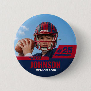 Football Player Senior Night Custom Photo Sports 6 Cm Round Badge