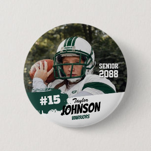 Football Player Senior Night Custom Photo Sports 6 Cm Round Badge