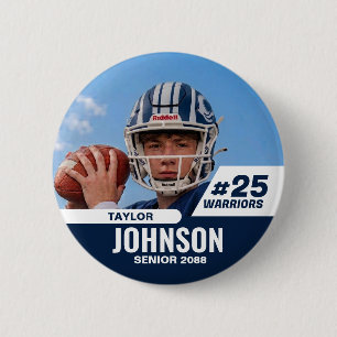 Football Player Senior Night Custom Photo Sports 6 Cm Round Badge