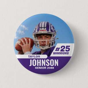 Football Player Senior Night Custom Photo Sports 6 Cm Round Badge