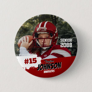 Football Player Senior Night Custom Photo Sports 6 Cm Round Badge