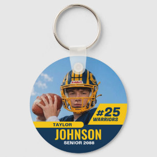 Football Player Senior Night Custom Photo Sports Key Ring