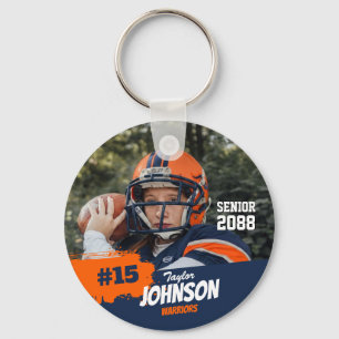 Football Player Senior Night Custom Photo Sports Key Ring