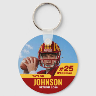 Football Player Senior Night Custom Photo Sports Key Ring