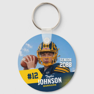 Football Player Senior Night Custom Photo Sports Key Ring