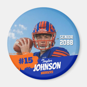 Football Player Senior Night Custom Photo Sports Magnet